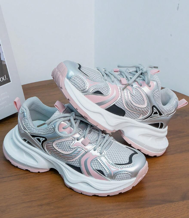 Thick Sole Pink Chunky Sneakers For Women